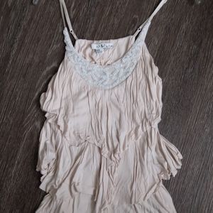 Strapped cream ruffled Tee